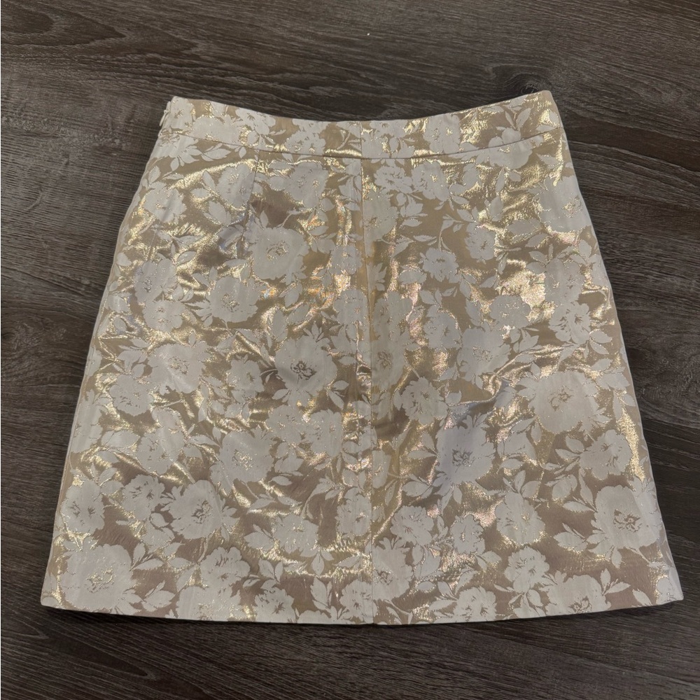 J. Crew Gold and Cream Floral Mini Skirt